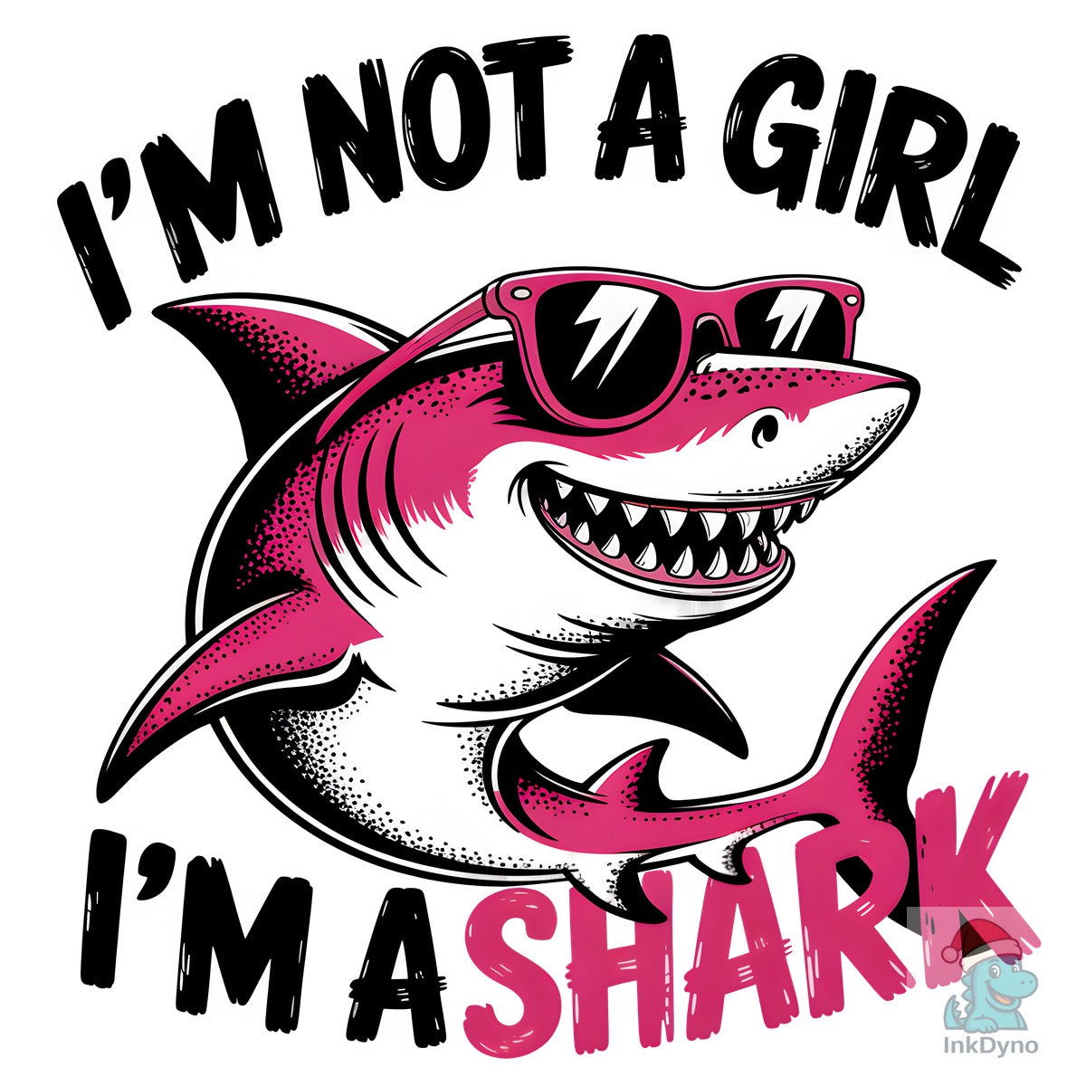 Cool Pink Shark with Sunglasses