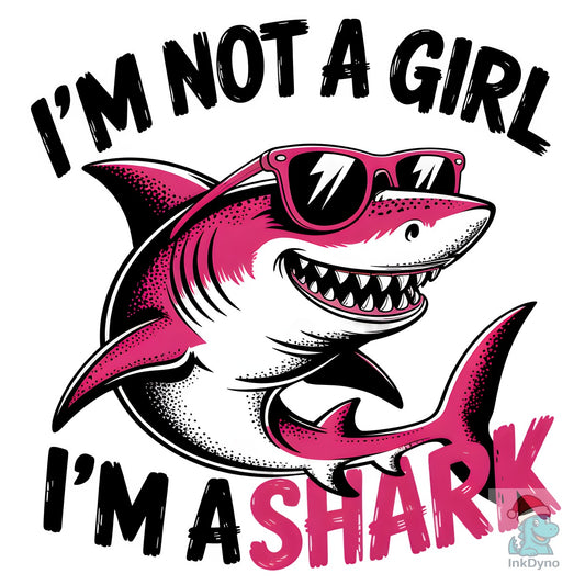 Cool Pink Shark with Sunglasses - DTF Transfer