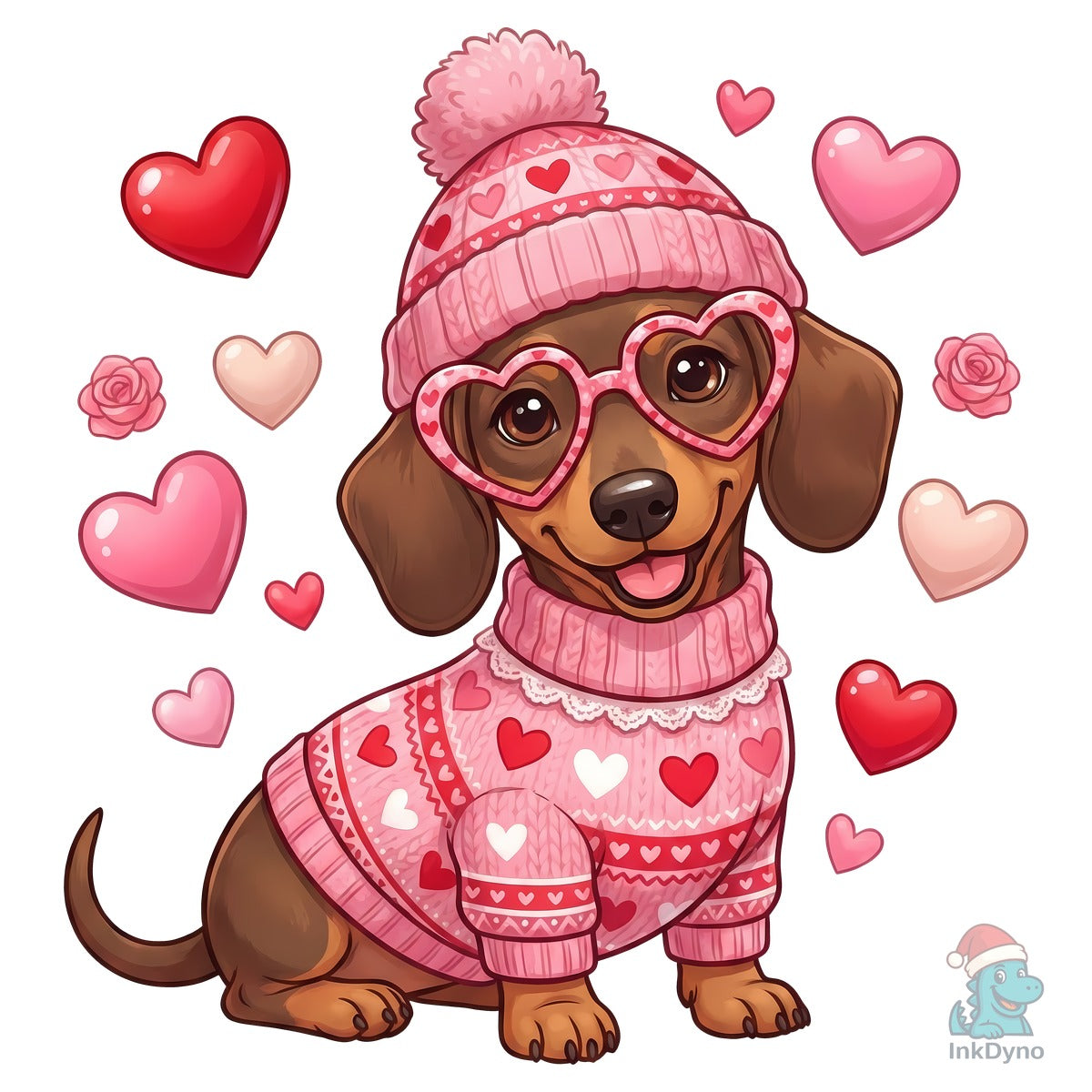 Cute Valentine Dachshund Dog Sublimation