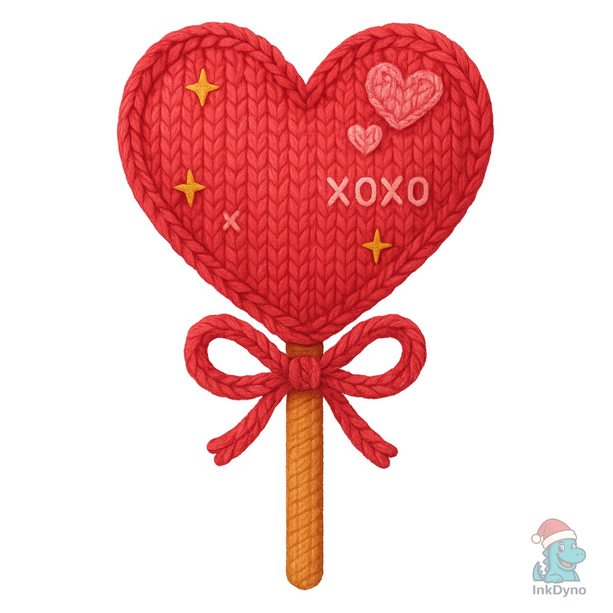 Faux Crochet Heart Lollipop XOXO