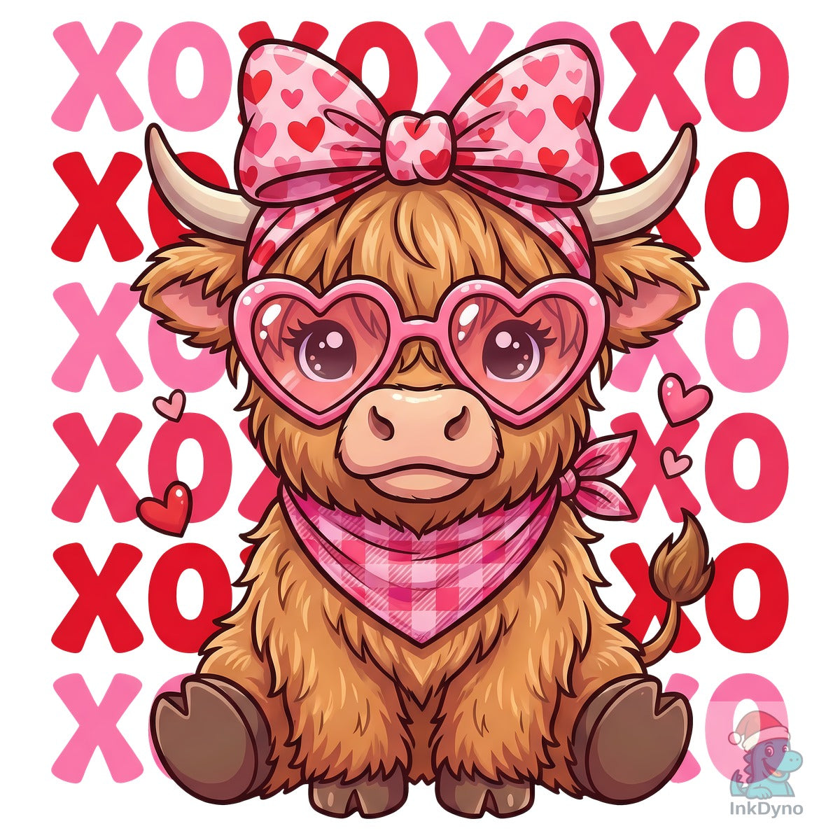 XOXO Cute Valentine Highland Cow