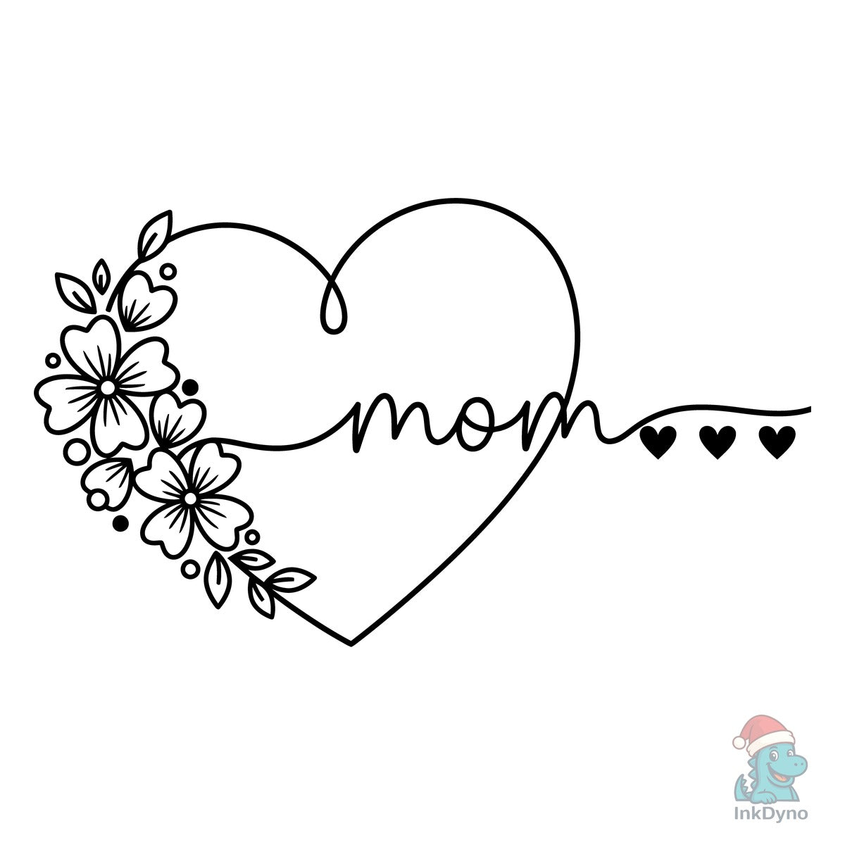 Floral Heart Line Art Mom