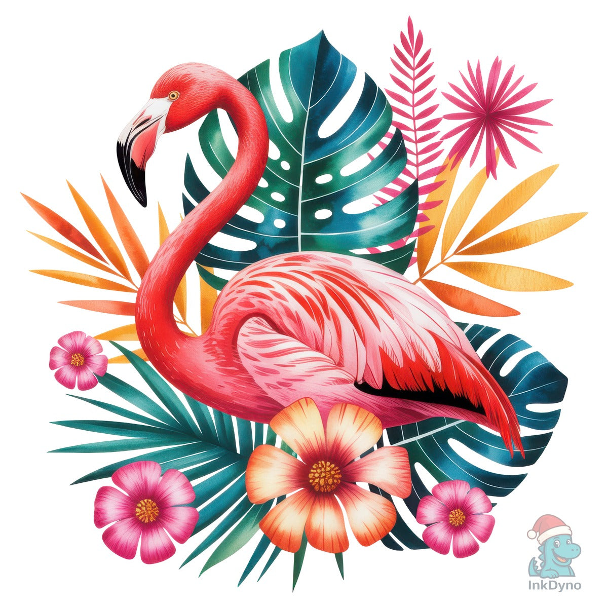 Flamingo Bird Tropical Flowers