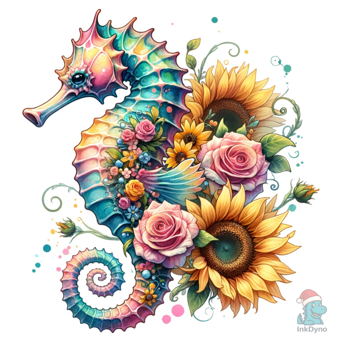Ocean Seahorse Sunflowers Roses
