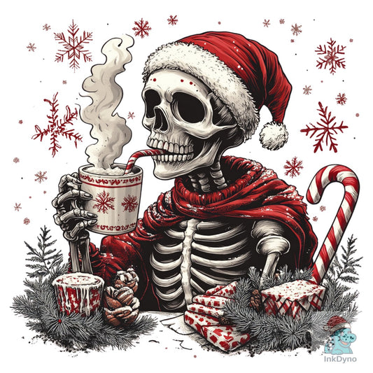 Skeleton Santa Claus Christmas T-Shirt - DTF Transfer
