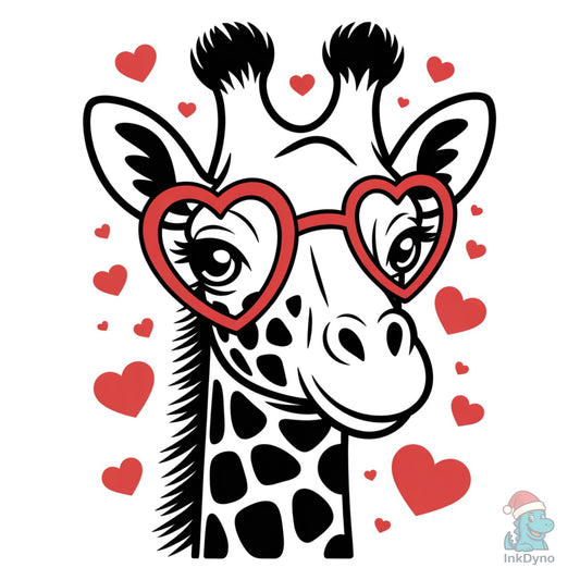 Cute Giraffe Heart Glasses - DTF Transfer