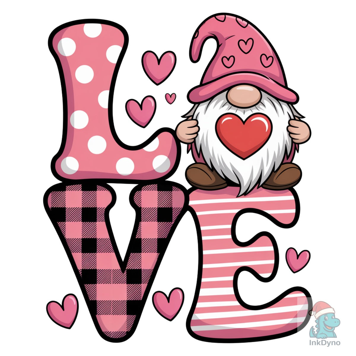 Cute Pink Valentine Gnome LOVE