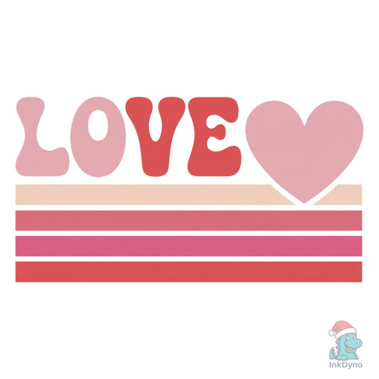 LOVE Retro Heart Valentine - DTF Transfer
