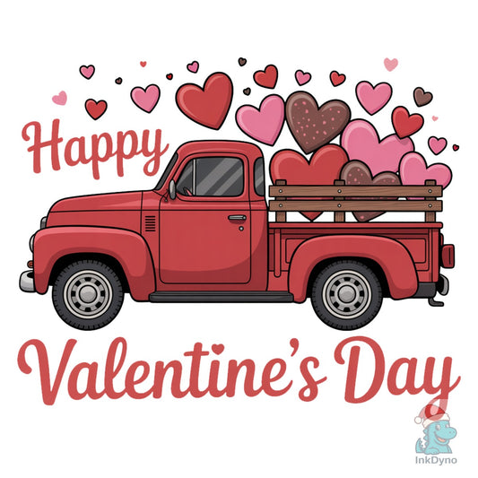 Valentine's Day Red Truck - DTF Transfer