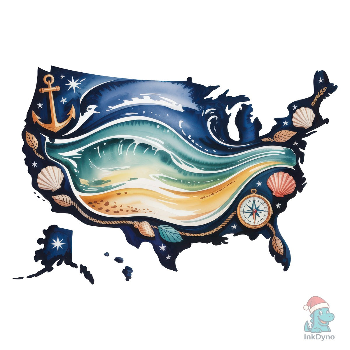 America USA Map Ocean Anchor