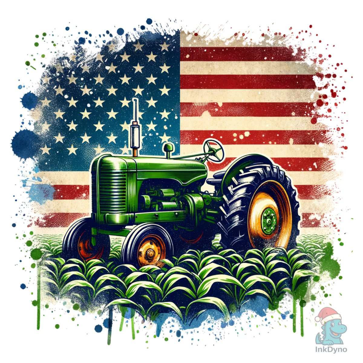 Green Tractor Farm American Flag