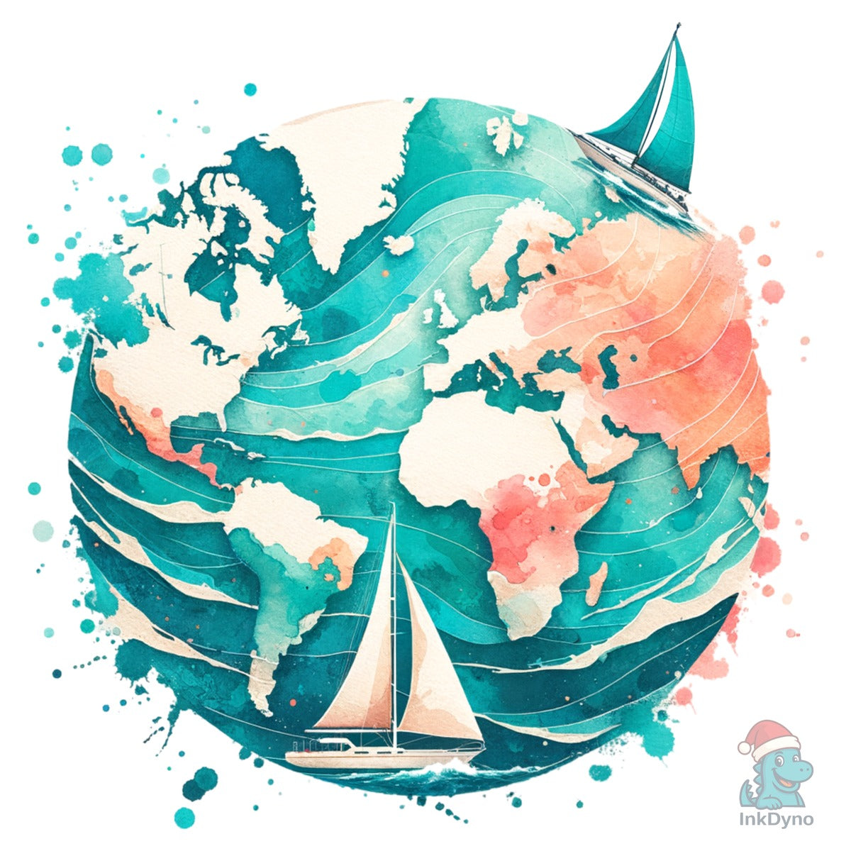 World Map Sailing Boat Travel