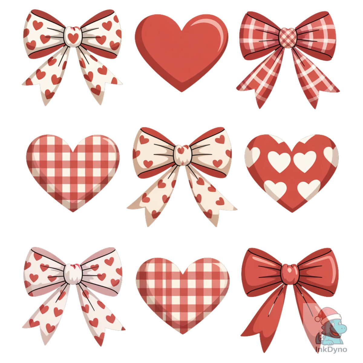 Cute Happy Valentine Bow & Hearts