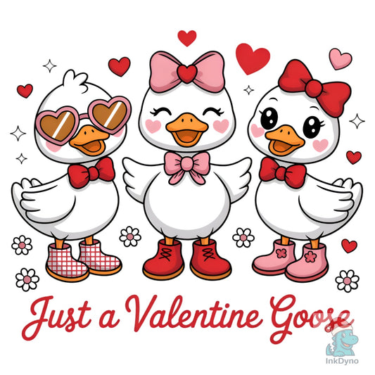 Cute Valentine Goose Trio - DTF Transfer