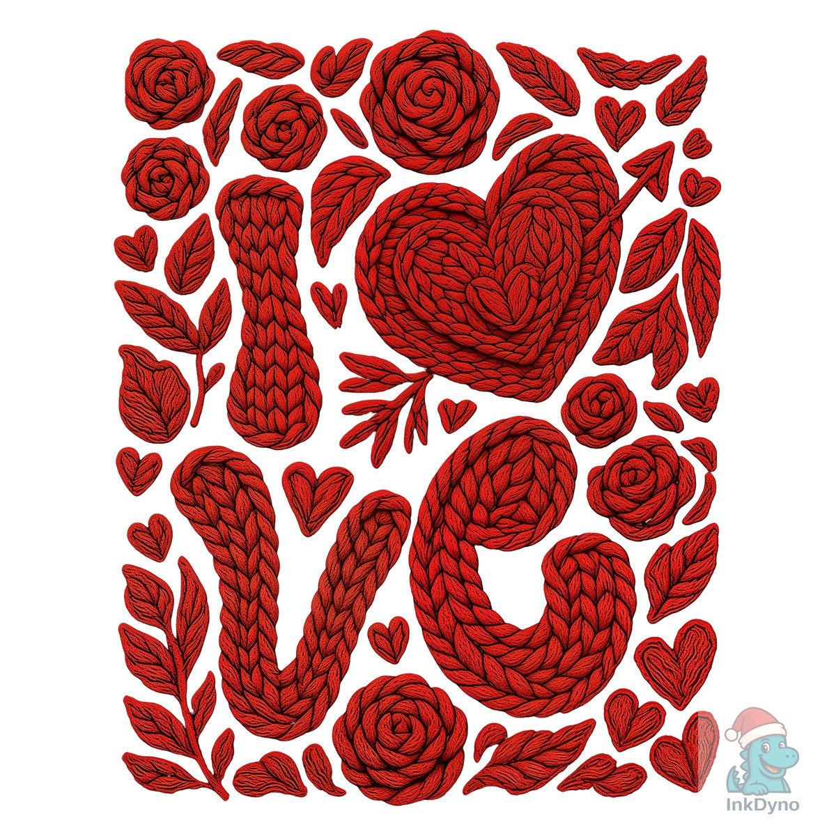 Faux Crochet Valentines Love Floral