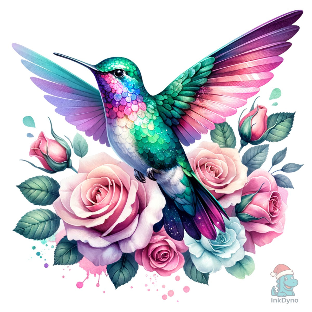 Iridescent Hummingbird Rose Flowers