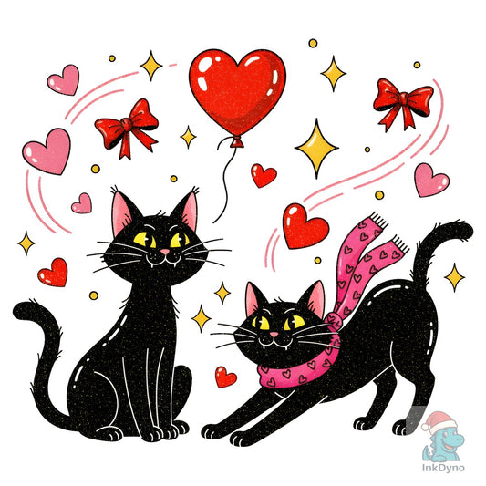 Cute Valentine Black Cat Couple - DTF Transfer