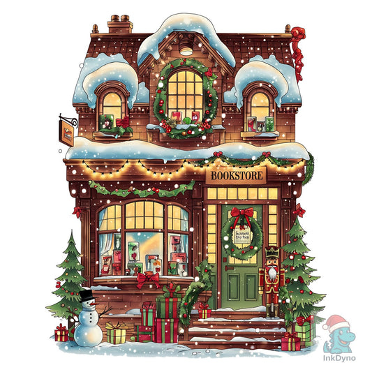 Cozy Christmas Bookstore - DTF Transfer
