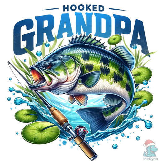 Funny Hooked Grandpa Fishing - DTF Transfer