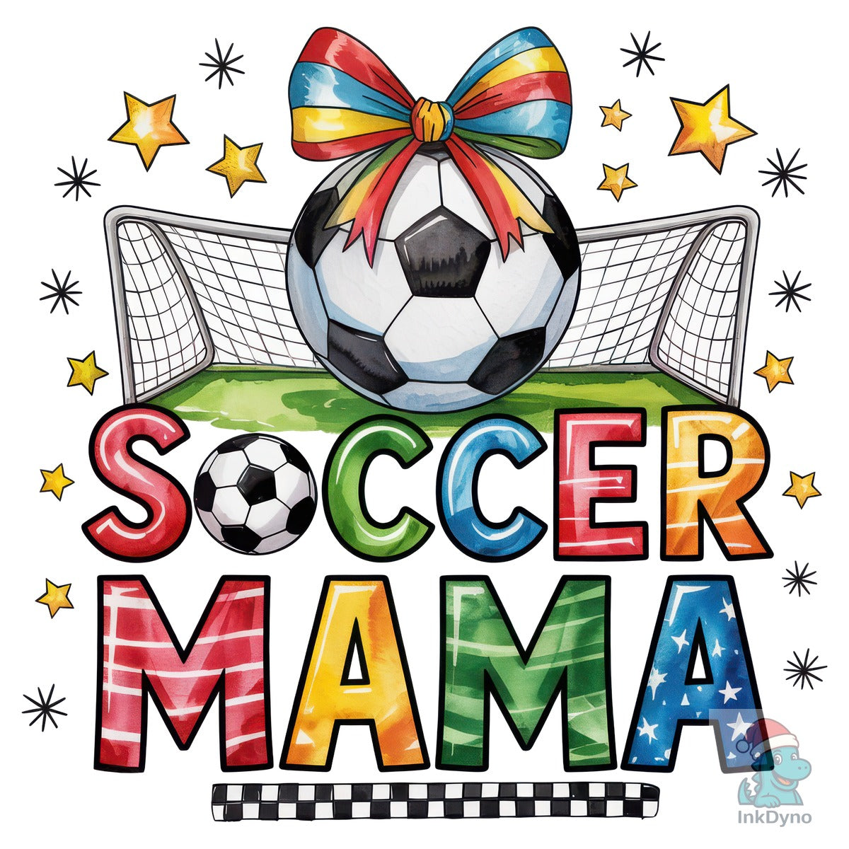 Colorful Coquette Bow Soccer Mama