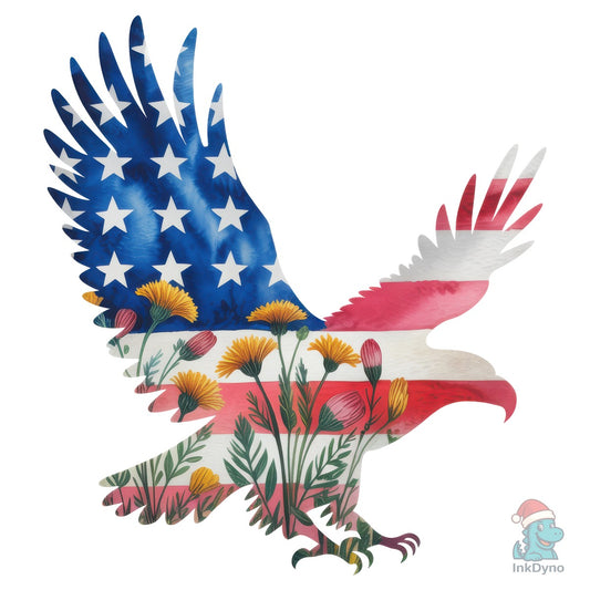 Patriotic USA America Eagle Flowers - DTF Transfer