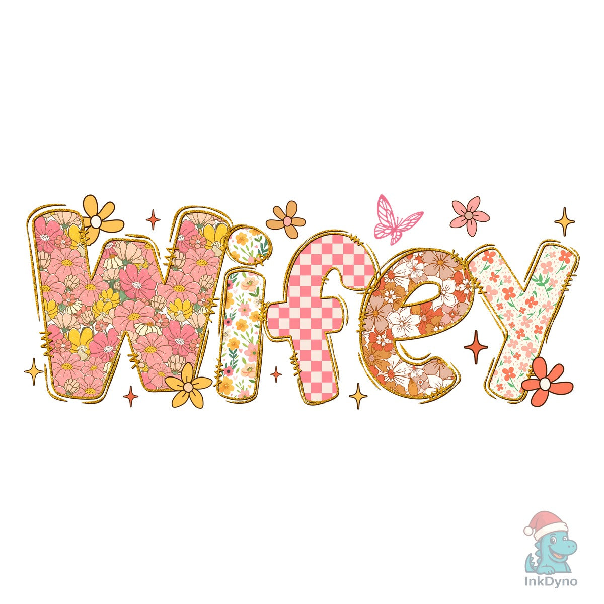 Retro Floral Wifey Shirt Design