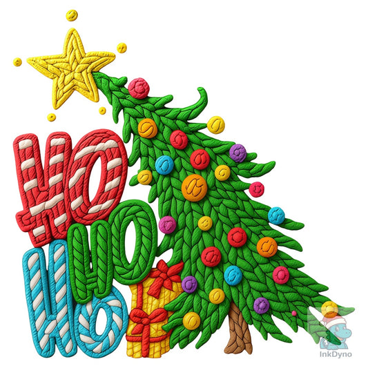 Yarn Crochet HoHoHo Christmas Tree - DTF Transfer