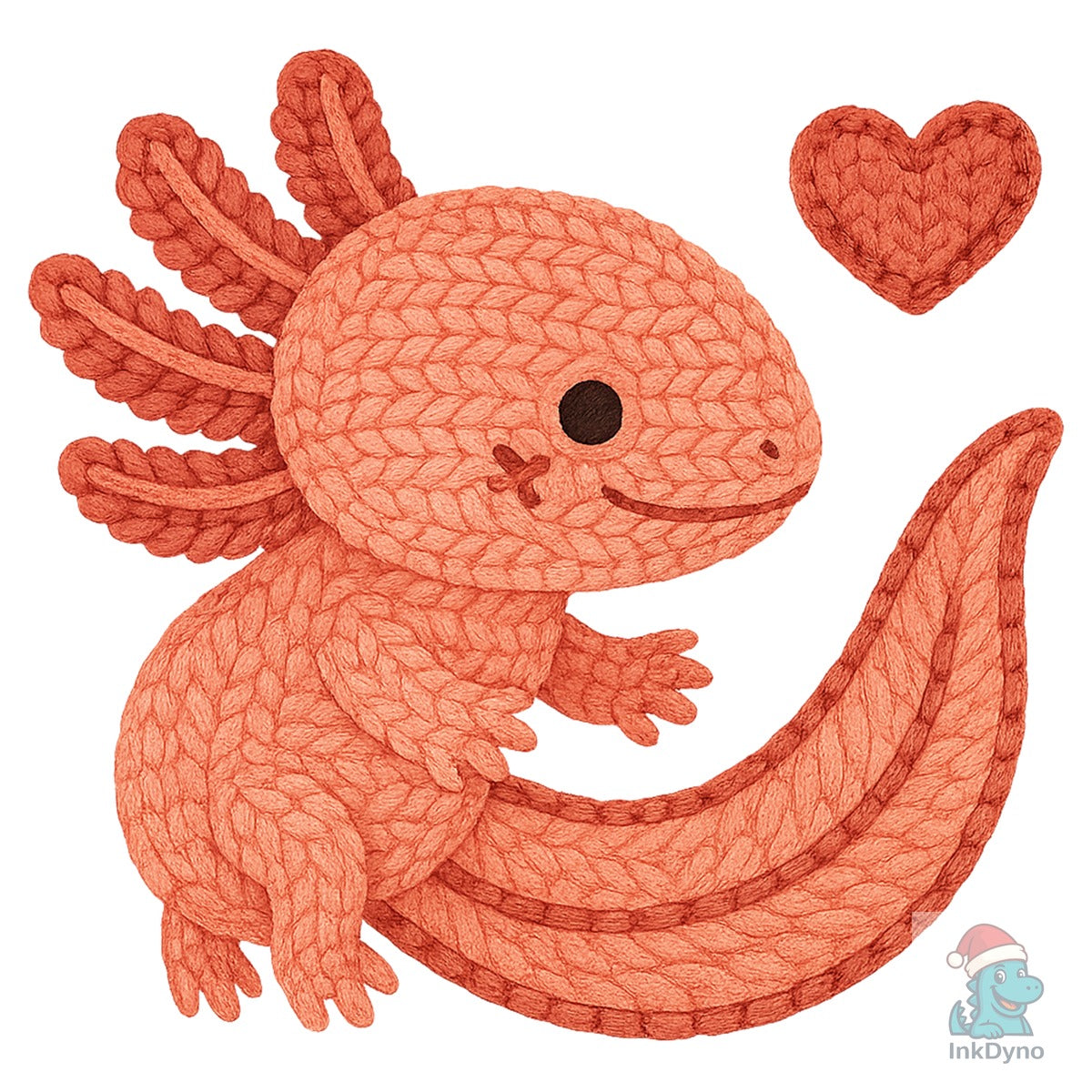 Faux Crochet Axolotl Cute Valentine
