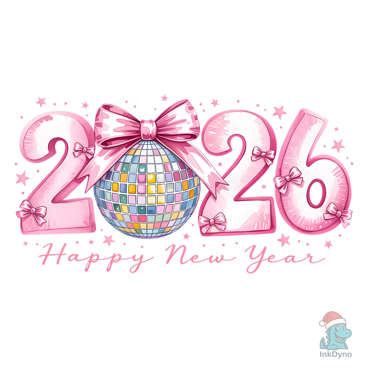 Hello 2026 Pink Bows Happy New Year