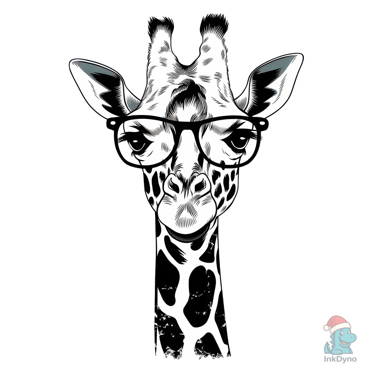 Retro Giraffe with Glasses