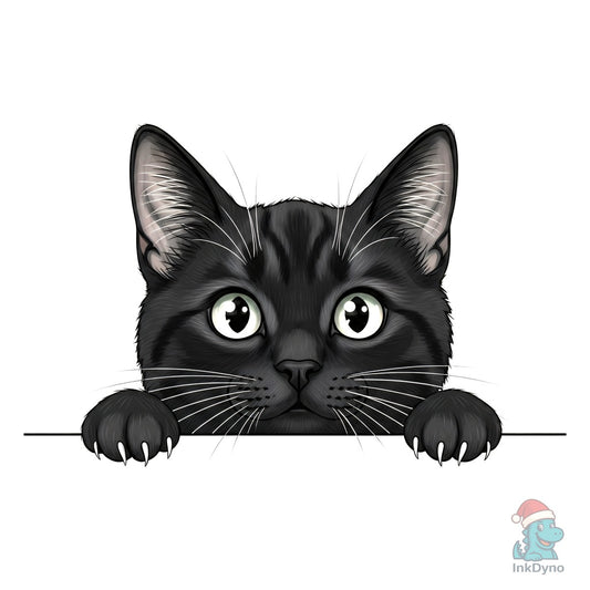 Black Cat Peeking Cartoon - DTF Transfer