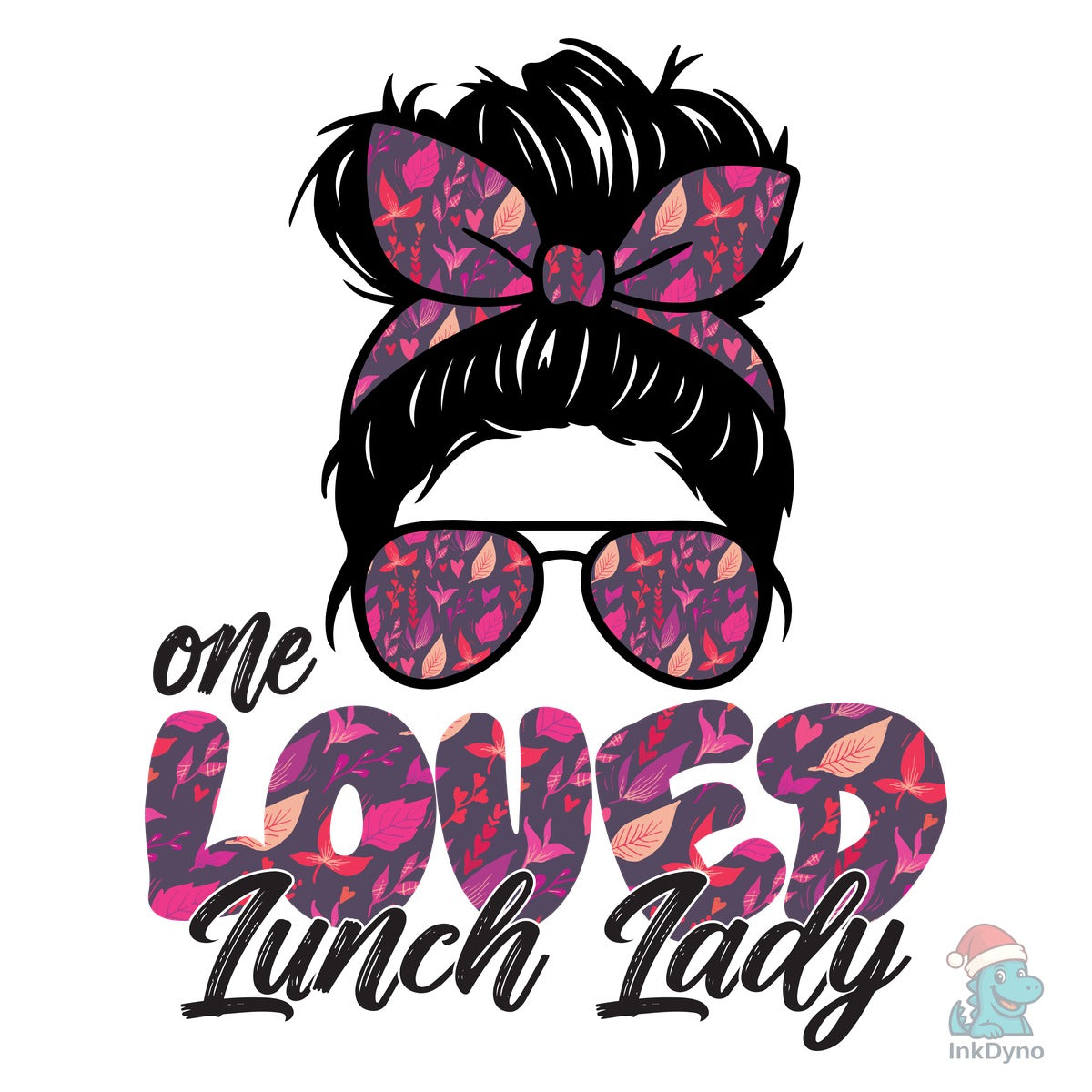 One Loved Lunch Lady Messy Bun Sunglasse