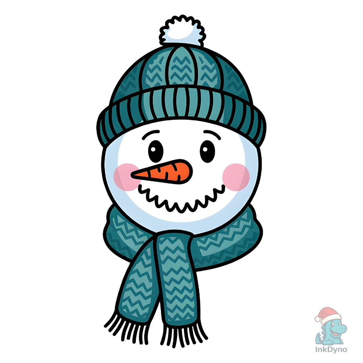 Snowman Face Winter Hat Scarf Bow