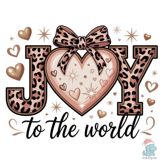 Joy to the World Leopard Print Heart - DTF Transfer