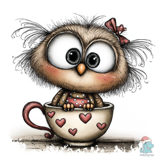 Owl Whimsical Valentine Square Tshirt - DTF Transfer
