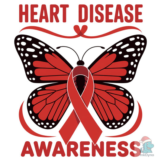 Heart Disease Butterfly Ribbon - DTF Transfer
