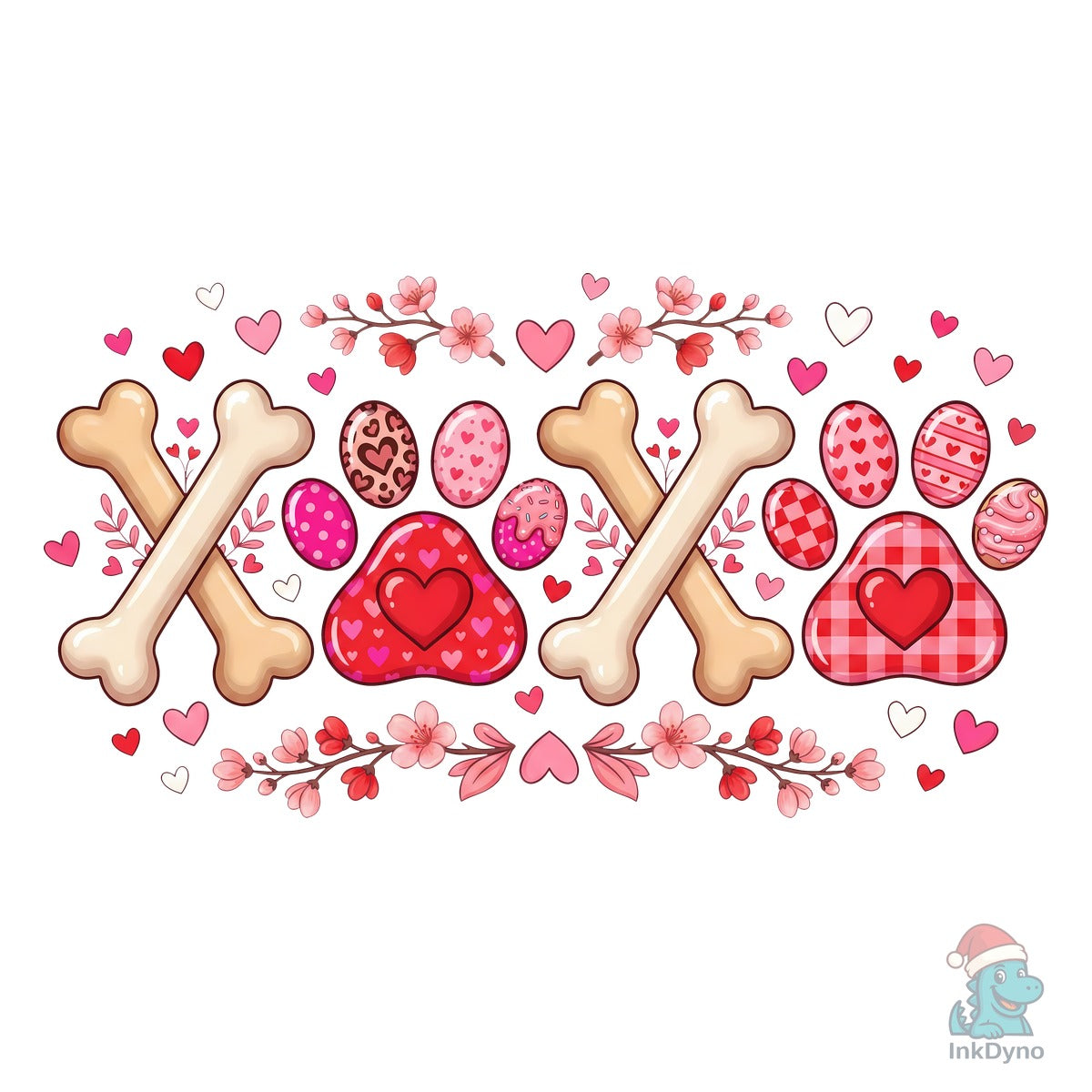 XOXO Cute Valentine Day Dog Paw