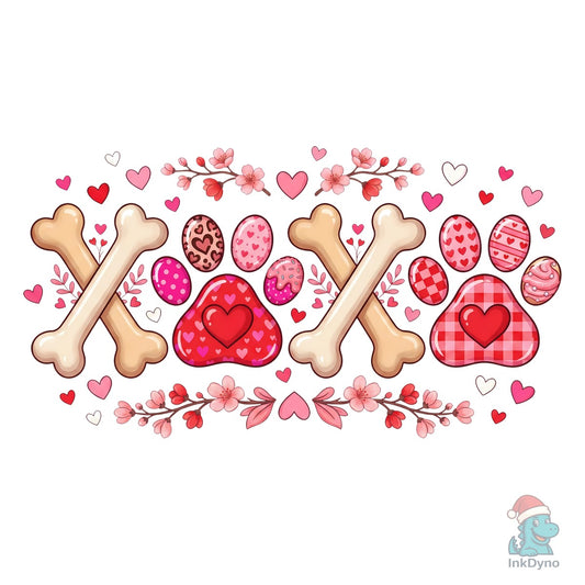 XOXO Cute Valentine Day Dog Paw - DTF Transfer