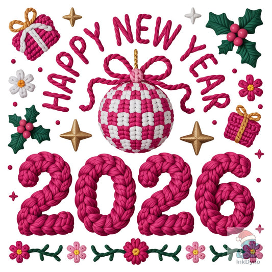 Braided Rope Happy New Year 2026 - DTF Transfer