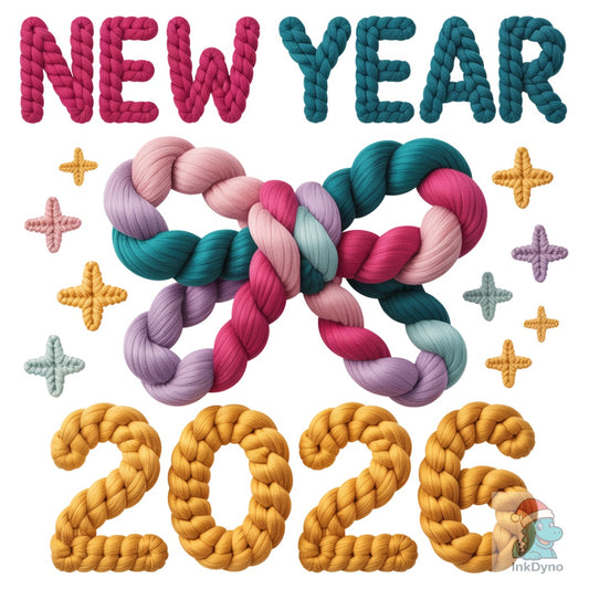 Happy New Year 2026 Braided Yarn - DTF Transfer