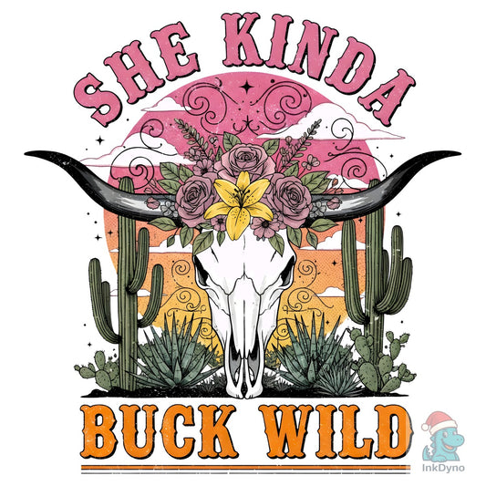 She Kinda Buck Wild Cow Skull - DTF Transfer