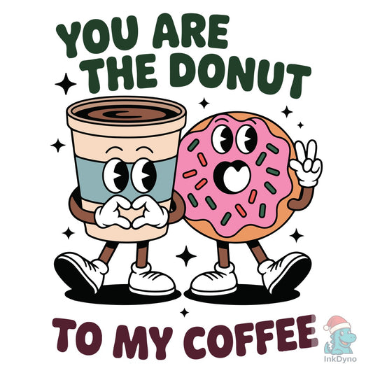 Cute Donut and Coffee Couple T Shirt - DTF Transfer