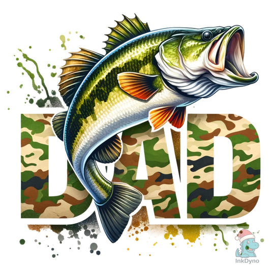 Camouflage Dad Largemouth Bass Fish - DTF Transfer