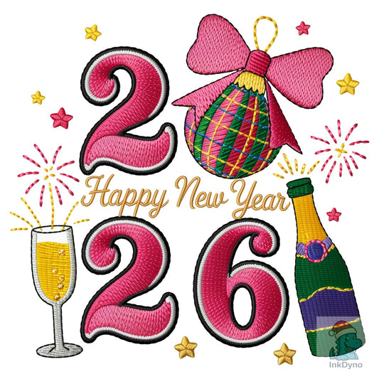 Faux Yarn Happy New Year 2026 Design - DTF Transfer