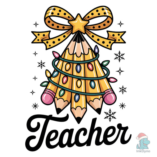 Pencil Christmas Tree Teacher - DTF Transfer