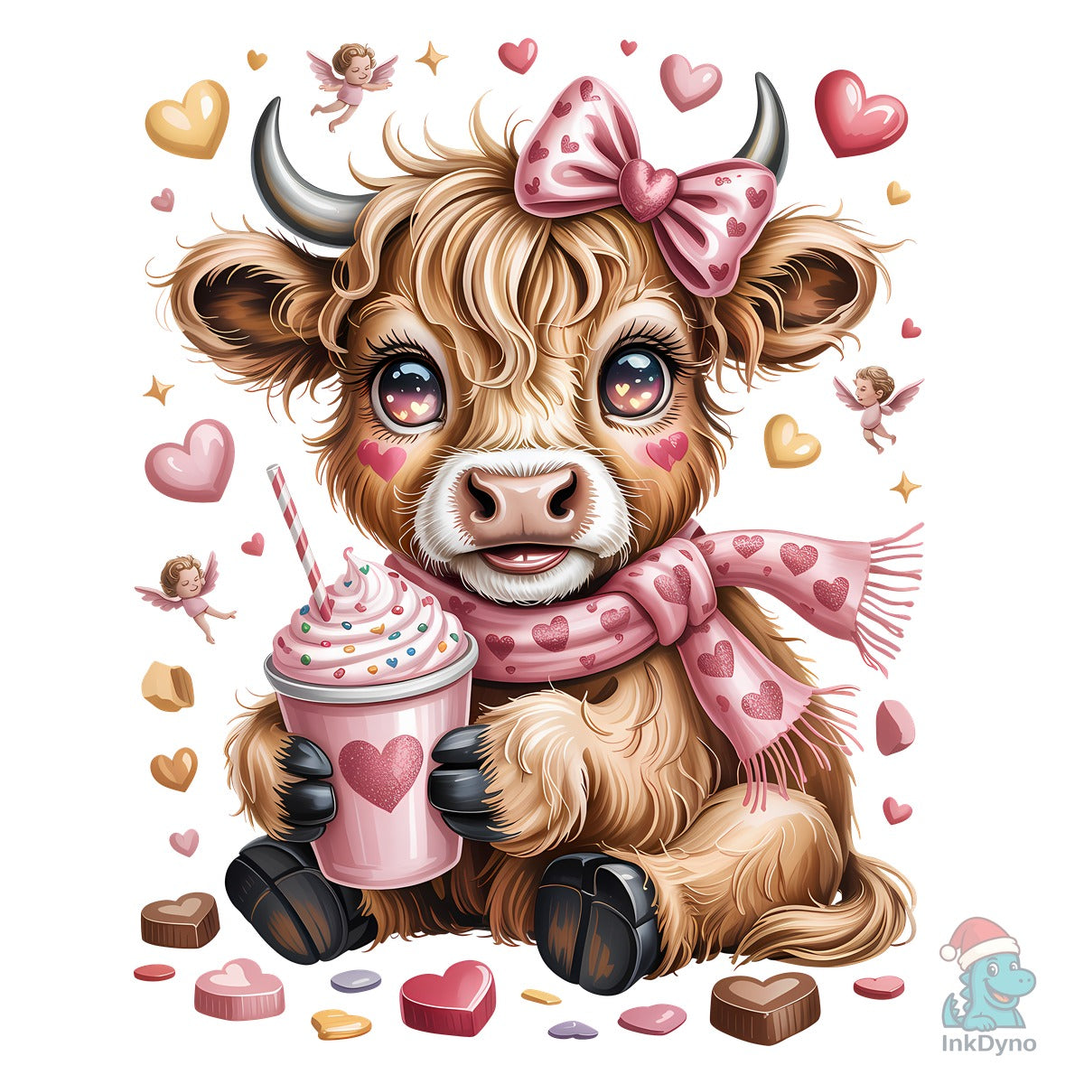 Cute Valentine Highland Cow Love Vibes