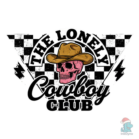 Lonely Cowboy Club Pink Skeleton - DTF Transfer