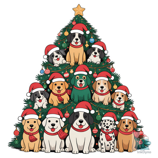 Christmas Dog Tree Cute - DTF Transfer