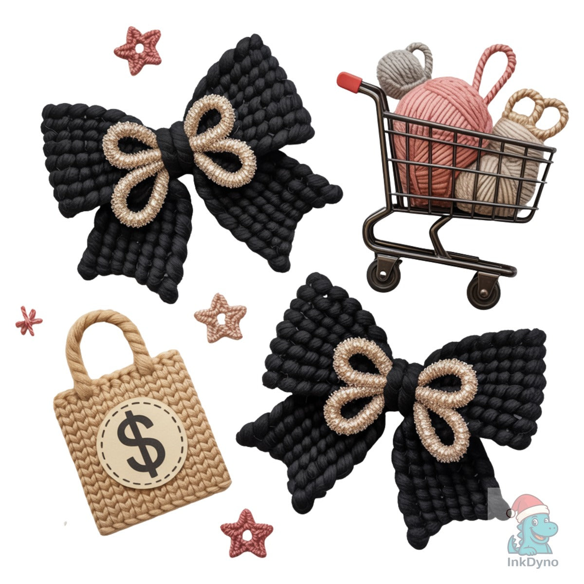 Faux Yarn Black Friday Bow & Cart
