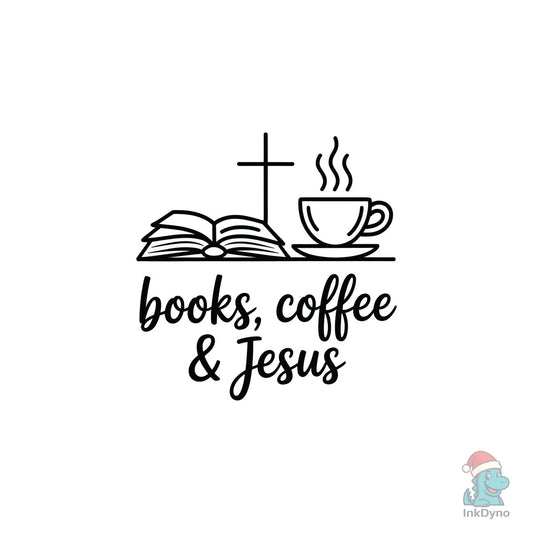 Book Coffee Jesus Christian Quote - DTF Transfer
